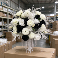 Boule de fleurs artificielles en soie noire et blanche, rose et chrysanthème, 70 cm, pour décoration florale de mariage et événements