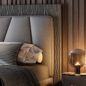 Juego de muebles italianos para dormitorio, cama de cuero King Size para parejas, camas clásicas modernas de lujo con cabecero - Product Image 4