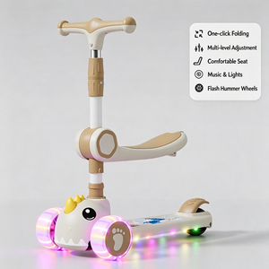 Patinete Infantil Tres en Uno, Convertible en Monopatín y Scooter con Pedales, para Niños y Niñas de 2, 3, 6 y 12 Años, Modelo Plegable - Product Image 6