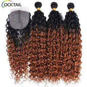 Kanekalon Fiber Synthetic Hair Weft Jerry Curl Synthetic Hair Weave Bundles 1 Pack Synthetic Hair Bundles With Closure