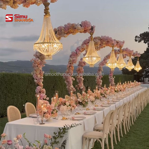 Tall 10ft Crystal Chandelier Bracket Metal Semicircle Frame Road Lead <strong>Wedding</strong> Arch Chandelier Stands <strong>Props</strong> for Party Events - Product Image 1