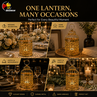 Porte-bougie en métal Beeman Gold, lanterne à bougie vintage, support décoratif pour mariage, centre de table, OEM ODM