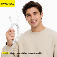 Câble USB 3.0 Type-C vers Type-C PAVAREAL 5M 66W 5A à charge rapide, gaine en PVC tressé pour smartphones et tablettes (PC)