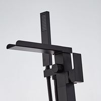 Haut de gamme hôtel carré 304 noir mat cascade ensemble mélangeur de douche 316 mitigeur bain douche robinet de baignoire autoportant