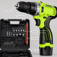 Kit de perceuse sans fil 2-en-1 en gros avec 2 batteries, chargeur, ensemble d'outils électriques domestiques, tournevis, embouts à douilles OEM