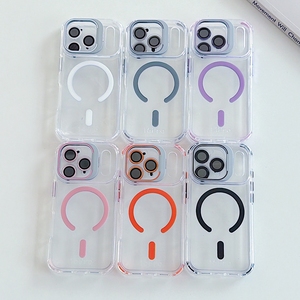 Funda Magnética Transparente para <span class=keywords><strong>iPhone</strong></span> 17 16 15 14 Pro Max con Marco Metálico para Cámara, Soporte y Protección Antigolpes en las Esquinas - Product Image 1