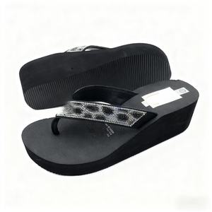 Sandalias de Plataforma con Cuña para Mujer, con Pedrería y Correa de Leopardo, Logotipo Personalizado, Venta al por Mayor de Fábrica - Product Image 2