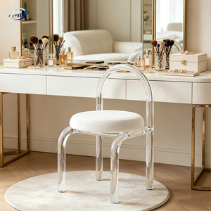 Chaise en tube de résine transparente ML, style moderne et minimaliste, chaise de salle à manger en tube transparent, cadre en plastique léger, assise blanche, mobilier pour la maison - Product Image 2