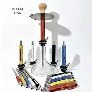 MD-L44 <b>Hookah</b> Set Clear Glass Tobacco <b>Pipe</b> Kit Metal Stand Multiple Color Options for Lounge Use - Product Image 1