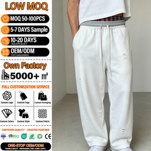 Manufacturer 450gsm High Quality Grey Blank Heavyweight <b>Oversized</b> Custom Logo Wide Leg Baggy Flared Men's Casual <b>Sweatpants</b> - Product Image 1