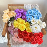 9 têtes de roses artificielles réalistes en soie Austin pour la décoration de mariage et de la maison