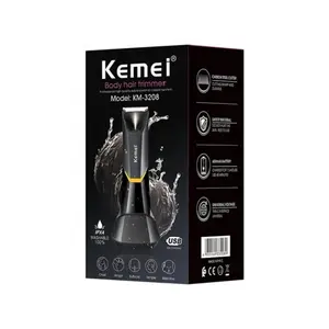 Kemei-cortadora de pelo 3208 recargable, máquina de corte de cabello de salón profesional, inalámbrica, de acero inoxidable