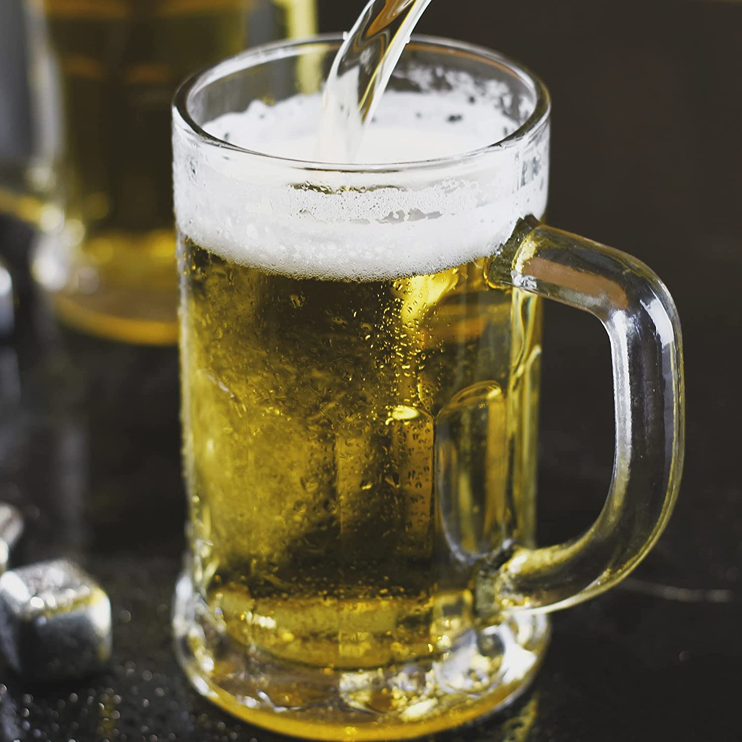 Style Extra Beer Mug 21 Ounce,Large Glass Mugs With Handle,Set of 4 German Beer Stein Mug