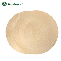 Assiettes rondes en bambou jetables écologiques de qualité alimentaire, vaisselle compostable, logo personnalisé pour les restaurants, la restauration et les événements