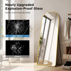 Miroir pleine longueur arqué sur pied ou à poser, grand format pour chambre à coucher, avec support mural ou au sol - Product Image 5