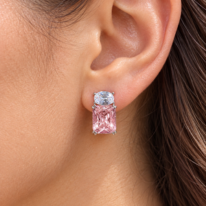 Orecchini a Perno Geometrici Ovali Quadrati Rosa per Donna, Accessori per Orecchie da Indossare Ogni Giorno - Product Image 2
