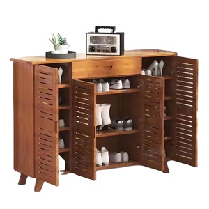 Firefly Wooden Solid Wood Modern Villa Living Room <b>Shoe</b> <b>Rack</b> Cabinet with -Rotating Design Convertible & Adjustable Height - Product Image 1