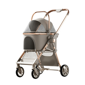 Poussette de transport pour animaux de compagnie (chats et chiens) 3-en-1, légère, de luxe, pliable d'une seule main, portable, pour l'extérieur et les voyages, design tendance et détachable - Product Image 1