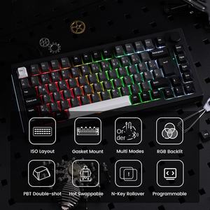 5075B PLUS ใหม่คีย์บอร์ดแม่เหล็<span class=keywords><strong>ก</strong></span>ไร้สาย3โหมด75% ISO layout hot-swap RGB USB-C พลาสติ<span class=keywords><strong>ก</strong></span>ที่ตั้งโปรแกรมได้ - Product Image 1