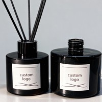 Bouteille diffuseur de parfum en verre personnalisée à vente chaude avec bâtonnets en bambou 200 ml Bouteille vide ronde en verre pour diffuseur de parfum à roseaux