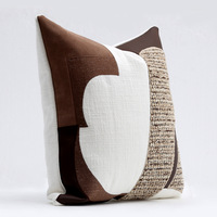 Housse de coussin géométrique patchwork, broderie de luxe légère, applique, taie d'oreiller rayée carrée pour canapé, décoration intérieure