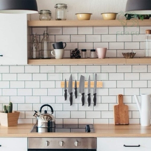 Soporte magnético multifuncional Bloque de cuchillos magnético Madera para pared Con fácil instalación - Product Image 2
