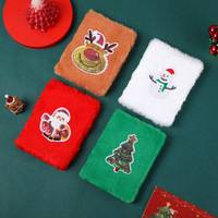 Carnet de Noël en peluche moelleuse avec paillettes, Père Noël, renne, bonhomme de neige, sapin de Noël, couverture douce et duveteuse, journal d'écriture pour les fêtes