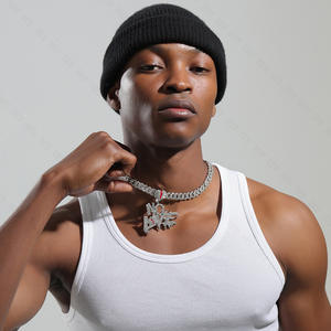 2024 <span class=keywords><strong>NOLOVE</strong></span> Hip Hop collier glacé chaîne cubaine alliage d'or strass étincelant avec religieux diamant perle glacé chaîne cubaine - Product Image 1