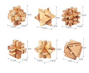 Juguete Educativo de Bambú, Rompecabezas Clásico Chino, Juegos de Ingenio Kongming Luban para Niños de 5 a 7 Años, Barniz Ecológico - Product Image 2