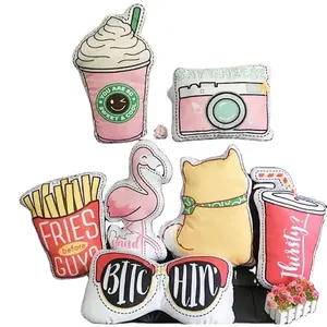 New products factory OEM ODM customize Christmas decorated pillows cushios milk fries snack cartoon cusomer shaped pillows