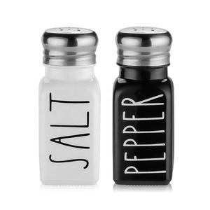 2.7OZ Ensemble de salières et poivrières en verre noir et blanc avec couvercle en acier inoxydable Capacité 80ml - Product Image 6