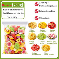 Collations asiatiques 250G Bouteille en plastique Aliments secs Fruits mélangés lyophilisés Kiwi Fig Banane Fraise Dattes rouges pomme Fruits mélangés lyophilisés
