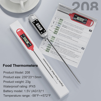 Thermomètre numérique à lecture instantanée, rétroéclairage LCD, sonde en acier inoxydable, construction métallique, pour aliments