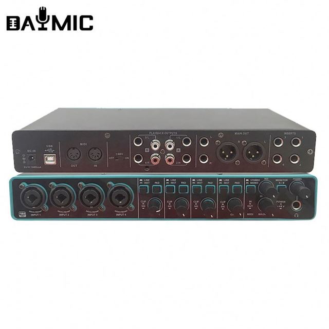 Professional 3rd Gen 4i4 USB External Black PC Computer Sound Card Audio Interface Music Studio Record Equipment DM404