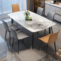 Ensemble de table à manger moderne en pierre frittée, 6 places, carrée, écologique, pour cuisine de style occidental, maison, villa