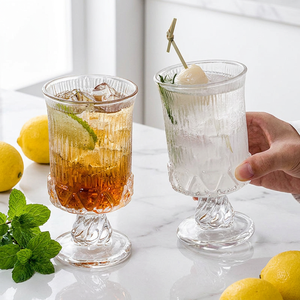 Copas de Cristal con Tallo Transparente, Diseño Vintage Real, Grabadas, para Bodas, Champán, Agua y Otras Bebidas - Product Image 1