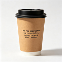 Gobelet en papier jetable personnalisé avec logo pour café à emporter, en carton kraft, 6oz 8oz 12oz 16oz, pour boissons chaudes, simple paroi, avec couvercle