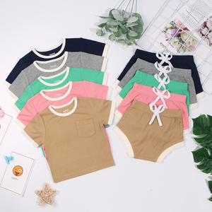 ชุดเสื้อผ้าขาสั้นสำหรับเด็กทารกแรกเกิดชุด2ชิ้นทำจากไม้ไผ่ - Product Image 1