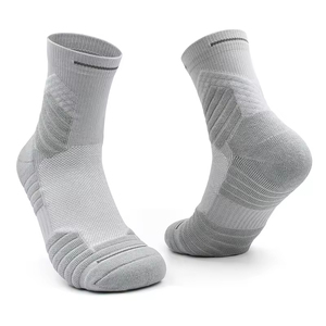 Chaussettes de sport pour hommes en coton respirant avec revers antidérapants, motif jacquard, logo personnalisé, tricotées, pour la course et le basketball - Product Image 1