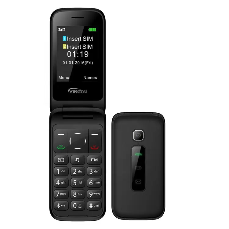 Toptan fiyat baskı sizin logo kilidi 3g flip telefon çift sim cep telefonu büyük hoparlör ile kolay kullanım kıdemli telefon