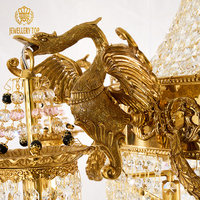 Lustre long en cristal de luxe personnalisable pour hall d'hôtel, projet de villa, escalier, avec décorations en laiton
