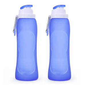 Bouteille d'eau pliable portable en silicone de qualité alimentaire 500 ml pour sports de plein air, voyages, randonnée, cyclisme avec mousqueton - Product Image 3
