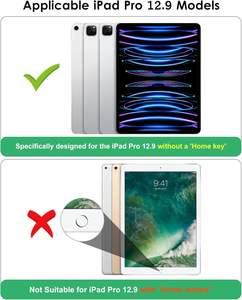 Coque mince antichoc pour iPad Pro 12.9 6ème/5ème/<span class=keywords><strong>4ème</strong></span>/3ème génération 2022/2021/2019/2018, couverture arrière transparente avec porte-crayon - Product Image 6