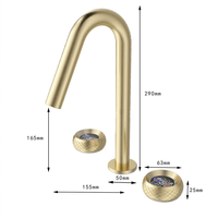 Robinet de lavabo moderne en laiton doré brossé à 3 trous, à poser sur le plan, avec 2 poignées et bec haut, pour villa