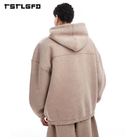Ensemble sweat à capuche et short coupé-collé, coupe ample et carrée, en molleton épais taupe, ourlet côtelé, style streetwear, deux pièces, vente en gros
