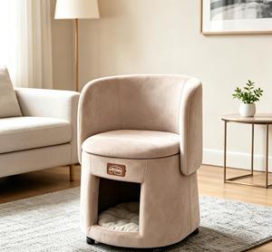 Orthopedic Memory Foam Small <b>Dog</b> <b>Bed</b> Folding Chair Cat Cave <b>Bed</b> with Iron Frame & Movable Rollers - Product Image 1