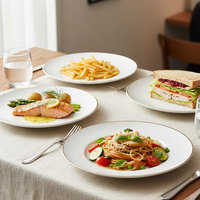 Assiette de luxe en porcelaine fine, blanche avec bord doré, ronde, pour steak, sushi, hôtel, restaurant, mariage, vente en gros