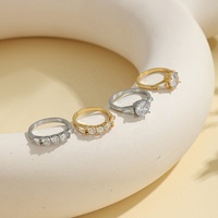 Yiwu Aceon Bague de mariage pour femme en acier inoxydable massif, sertie de zircon, avec grande pierre et sertissage à griffes, modèle Eternity, ensemble de deux pièces