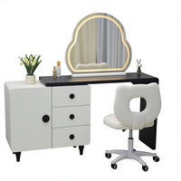Nouvelle coiffeuse moderne éclairée en bois massif, taille standard, pour chambre à coucher
