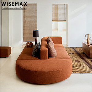 WISEMAX FURNITURE Canapé d'angle moderne pour hall d'hôtel, ensemble de 7 places en tissu velours marron, canapé en forme de S pour salon - Product Image 5